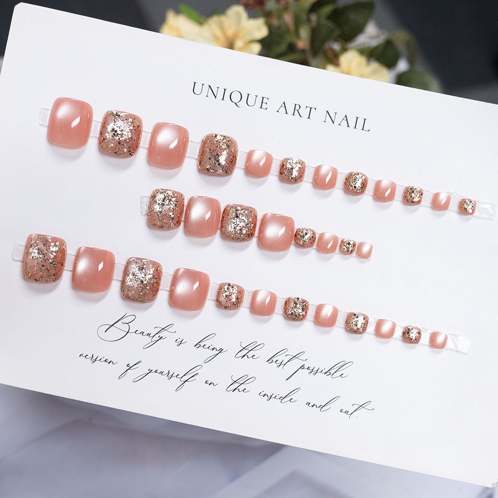 Rhinestone-Embellished Pedicure Nail Art
