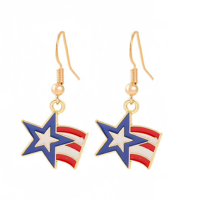 Ladies enamel earrings horseshoe with star stripe motif Kalsten