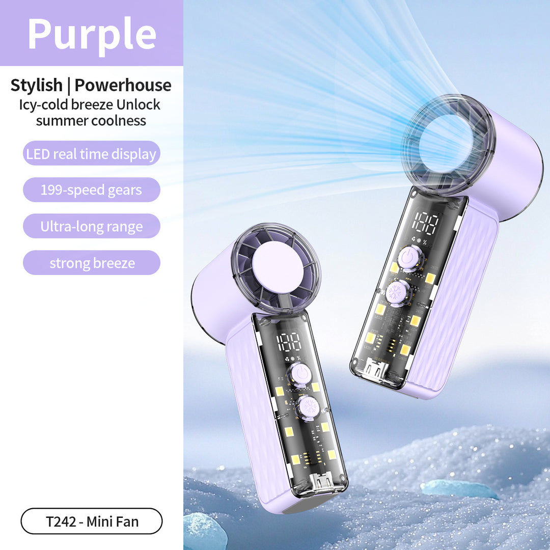 Women's nan compact rechargeable handheld cooling fan with LED real time display and multi-speed Kalsten