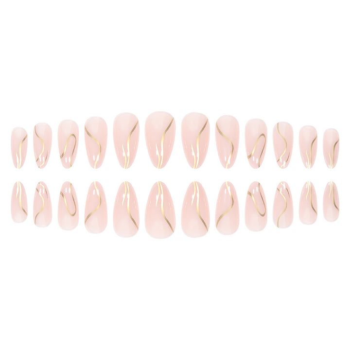 Artistic Stiletto Press-On Nails with Elegant Gold Accents Kalsten