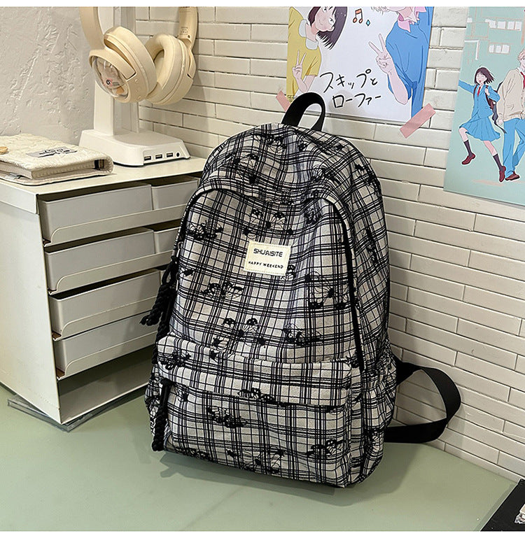 Trendy Checked Backpack Kalsten