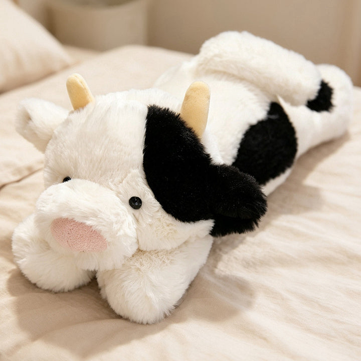 Plush Long-Body Cow Cuddle Pillow with Ultra-Soft Faux Fur Kalsten