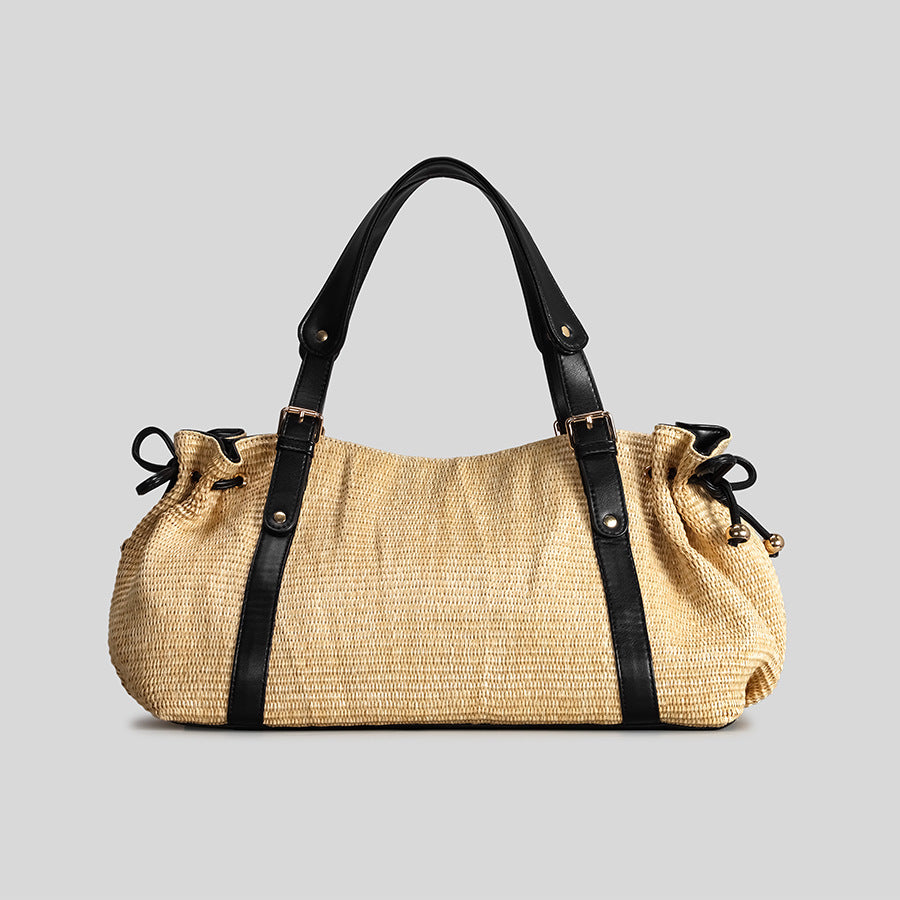 Rustic Handcrafted Straw Tote Bag