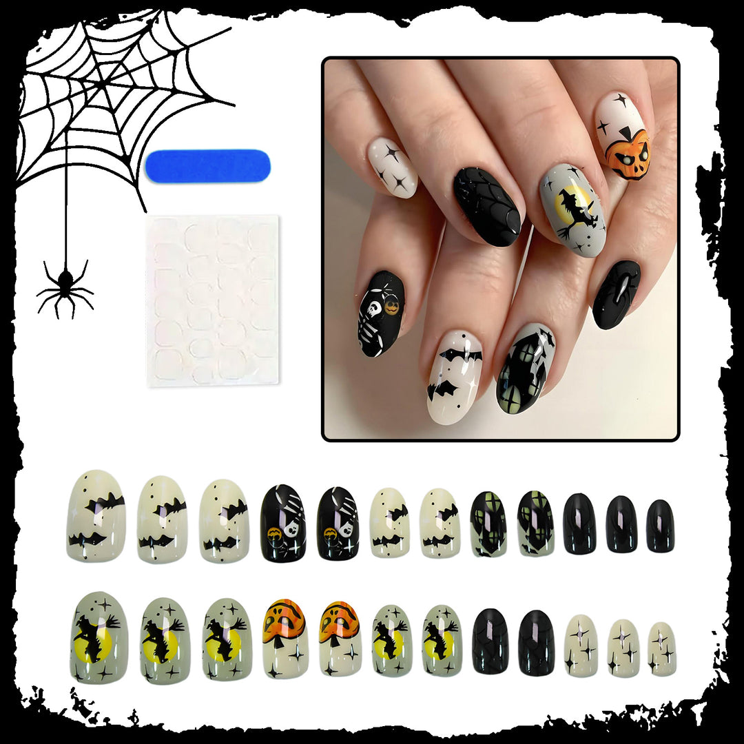 Halloween Artificial Nail Set with Creative Spooky Designs and Halloween Decorations Kalsten