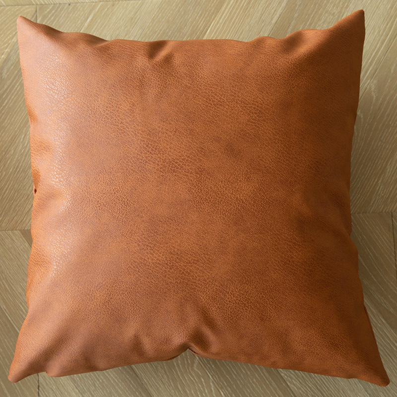 Decorative Throw Pillow with Faux Cowhide Fur Panel and Vegan Leather Accent