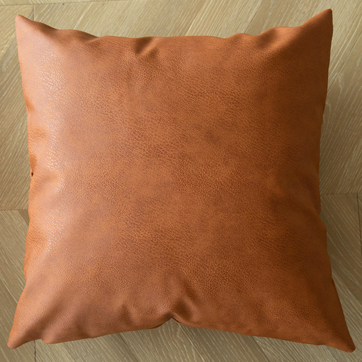 Decorative Throw Pillow with Faux Cowhide Fur Panel and Vegan Leather Accent