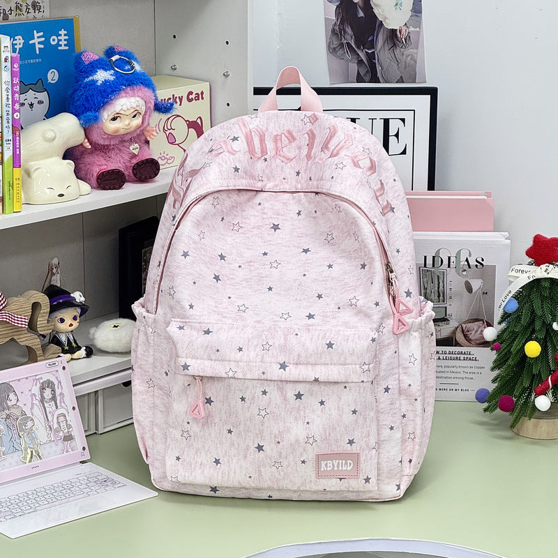 Stylish Star-Embellished Corduroy Backpack Kalsten
