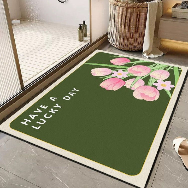 Cheerful Floral Message Bath Mat Kalsten