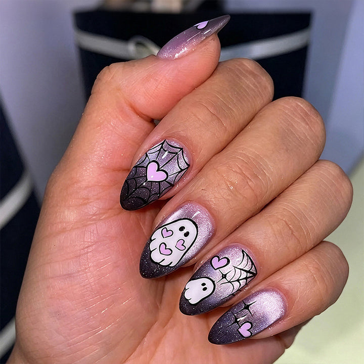 Halloween Artificial Nail Set with Ghost and Spider Designs Kalsten