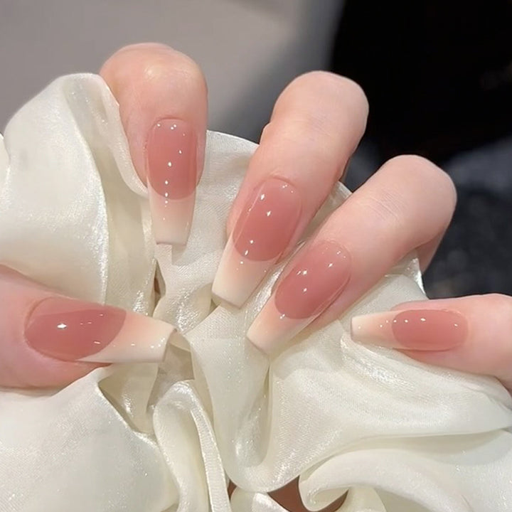 Glossy French Tip Press-On Nail Set Kalsten