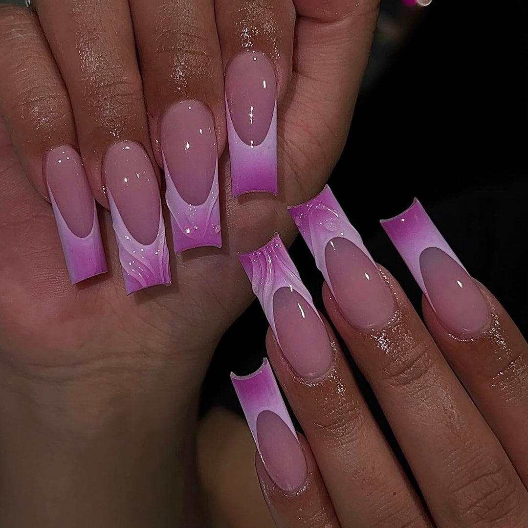 Elegant and artistic nail extensions with floral ombre design Kalsten