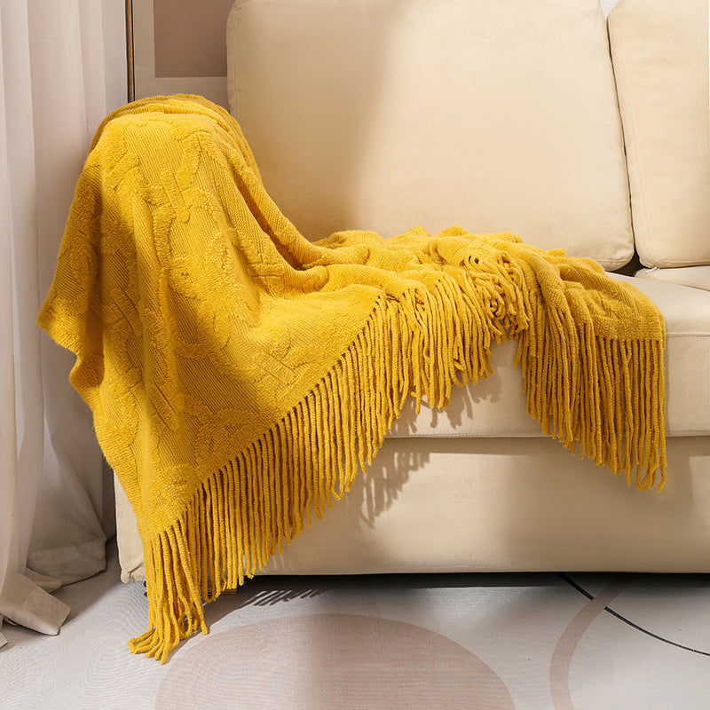 Decorative Fringe Throw Blanket Kalsten