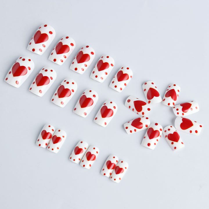 Heart-Embellished Press-On Nail Art Set Kalsten
