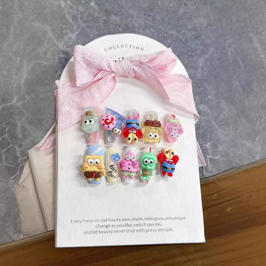 Whimsical Character 3D Press-On Nail Set