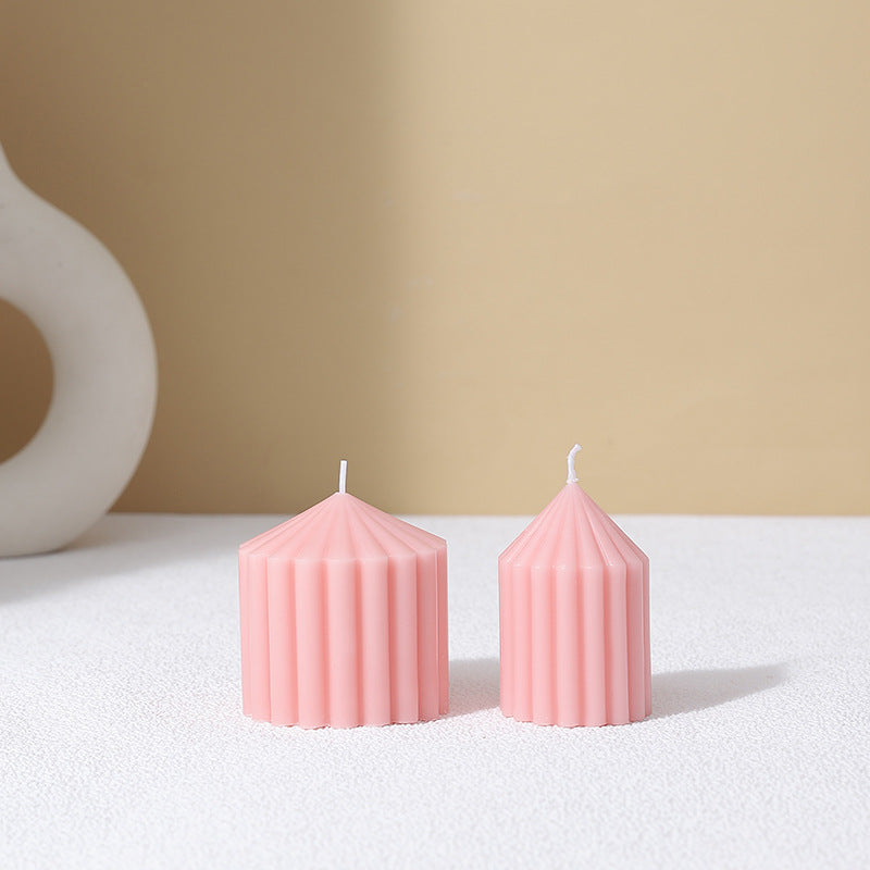 Vertical-Fluted Decorative Pillar Candle Duo