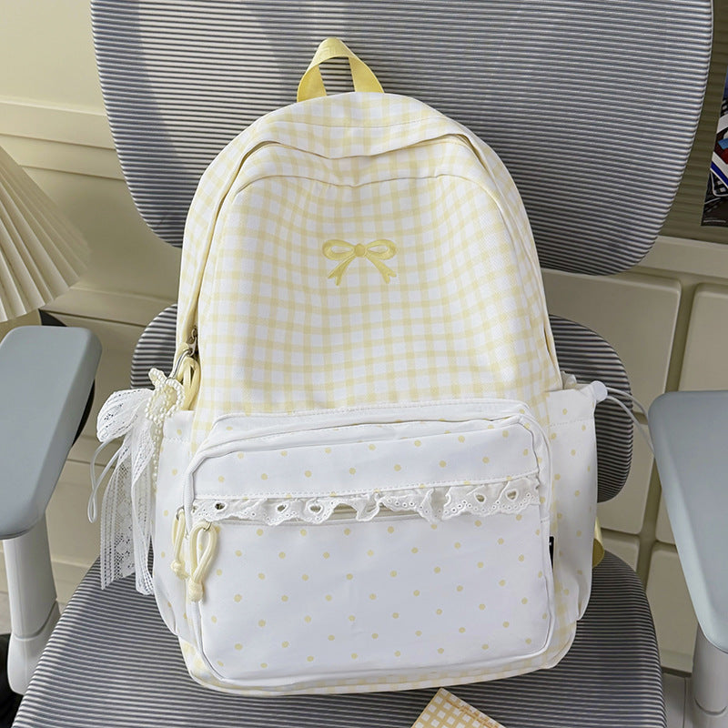 Playful Gingham Print School Backpack Kalsten