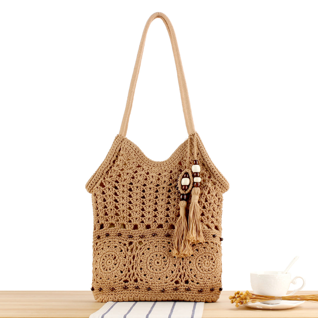 Handmade Macramé Tote Bag with Floral Crochet Work Kalsten