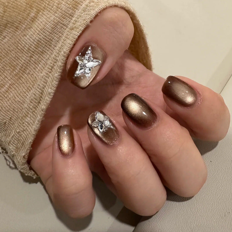 Stylish Press-On Nail Set with Elegant Floral Accents Kalsten