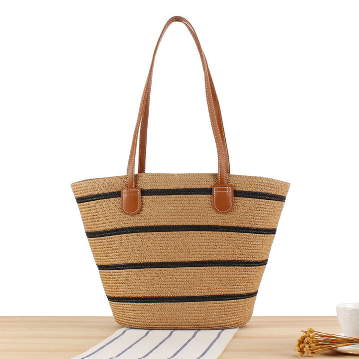 Elegant Straw Bag with Attractive Leather Handles Kalsten