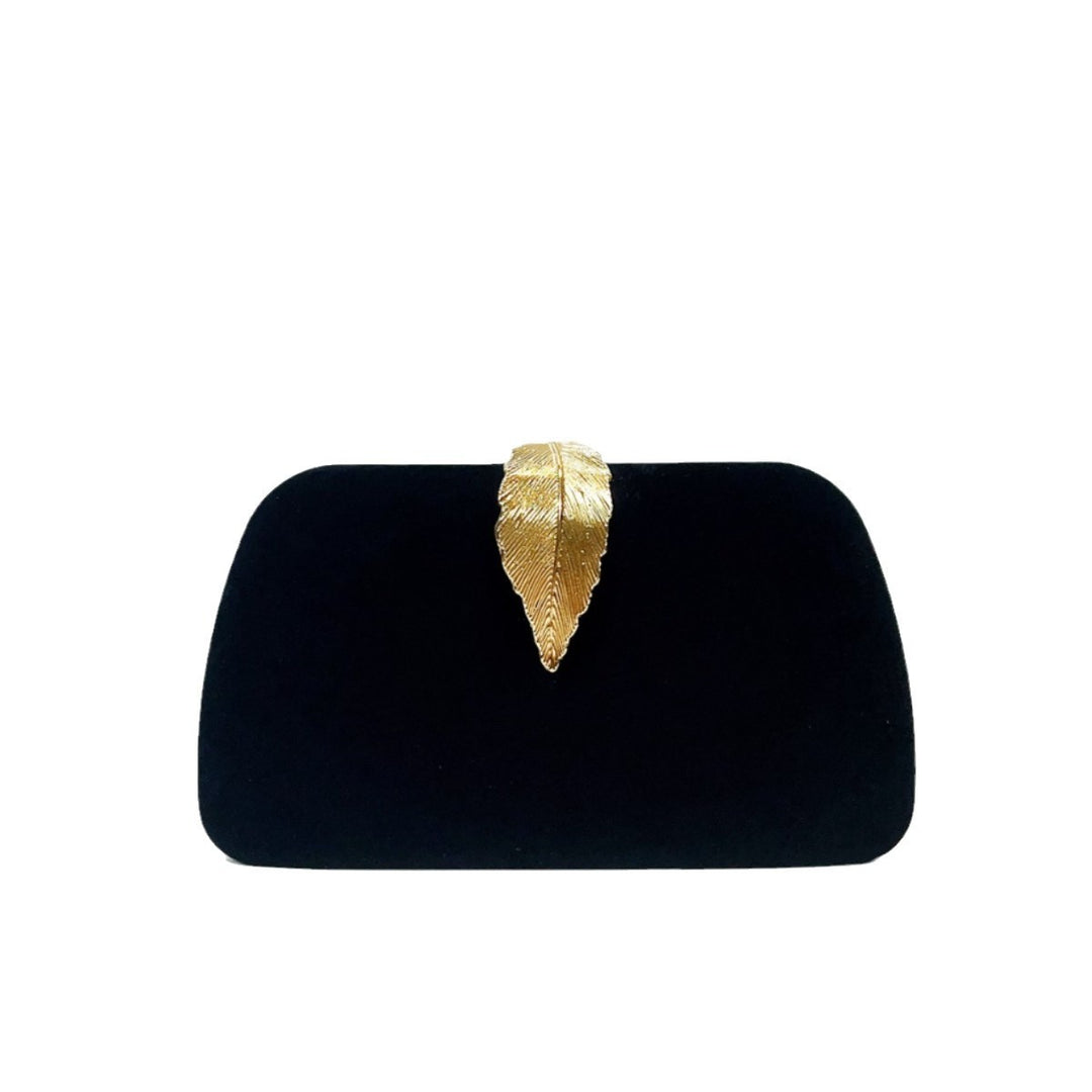Elegant Leaf-Accented Evening Clutch
