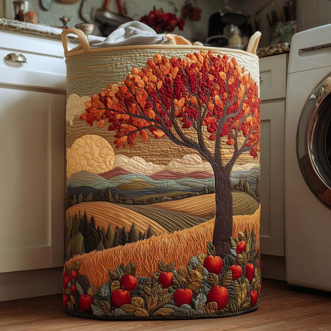 Quilted Decorative Laundry Storage Basket With Rope Handles Collapsible Fabric Organizer