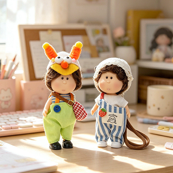 Hooded Doll Bag Charm Keychain with Denim Outfit & Loop Strap Kalsten