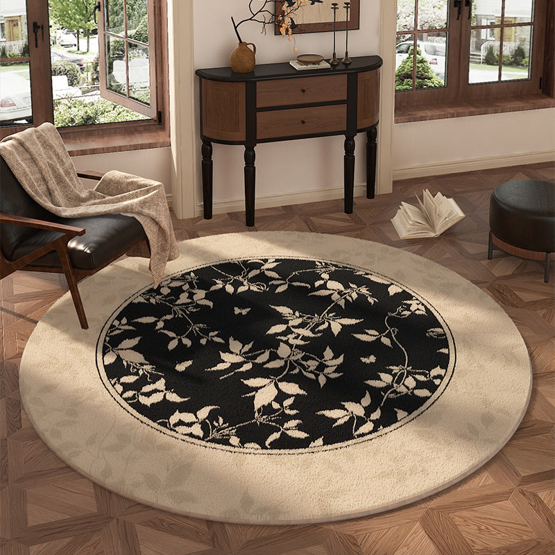 Round Floral Design Area Rug