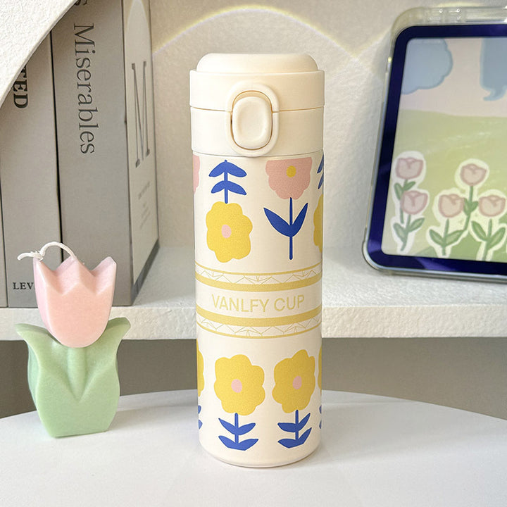 Women Insulated Water Bottle with Elegant Flower Design Kalsten