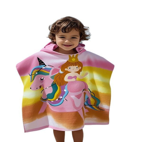 Kids' Fun Dinosaur-Themed Hooded Towel Poncho Kalsten