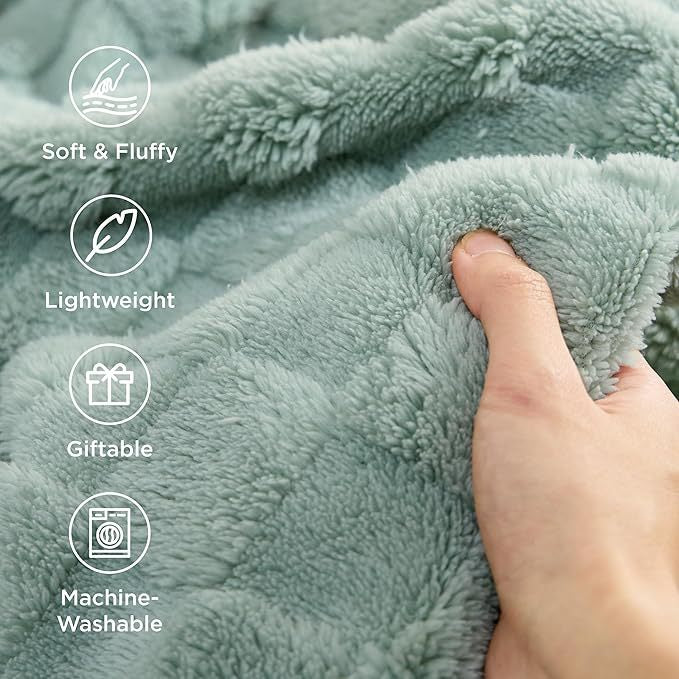Luxurious Textured Fleece Throw Blanket Kalsten