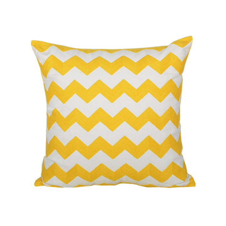 Sunburst Geometric Embroidered Cotton-Linen Throw Pillow Cover
