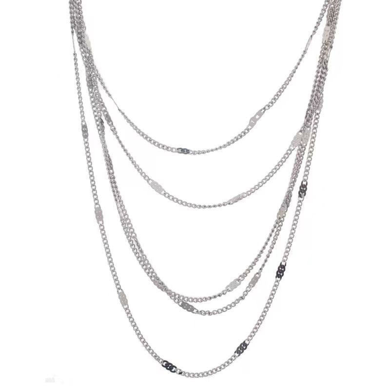 Layered Silver Chain Necklace Kalsten