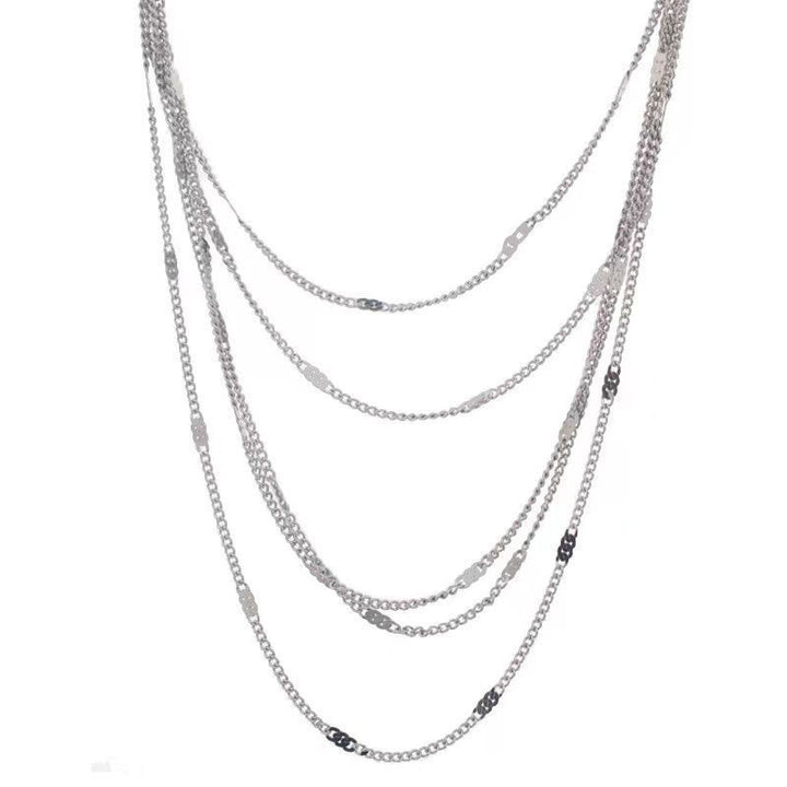 Layered Silver Chain Necklace Kalsten