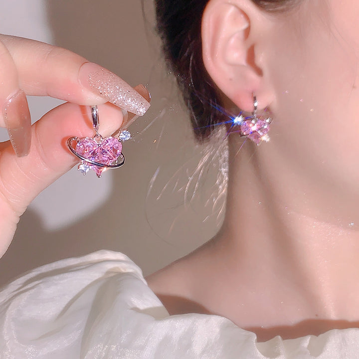 Sparkling heart earrings with zirconia stones Kalsten