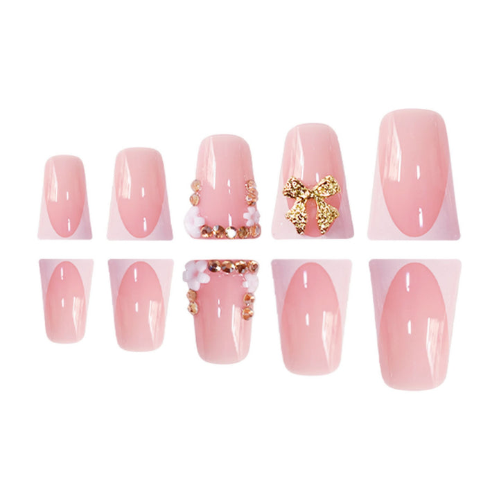 Decorative 3D Floral Press-On Nails with Gem Accents Kalsten