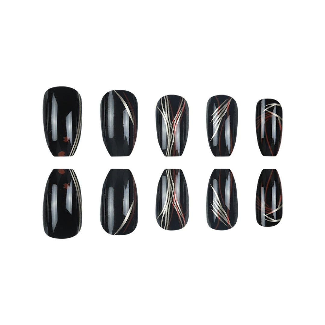 Stylish Stiletto Press-On Nails with Abstract Design Kalsten