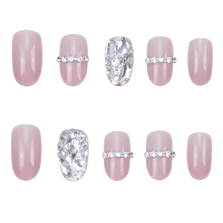 Glamorous Rhinestone-Embossed Press-On Nail Set Kalsten