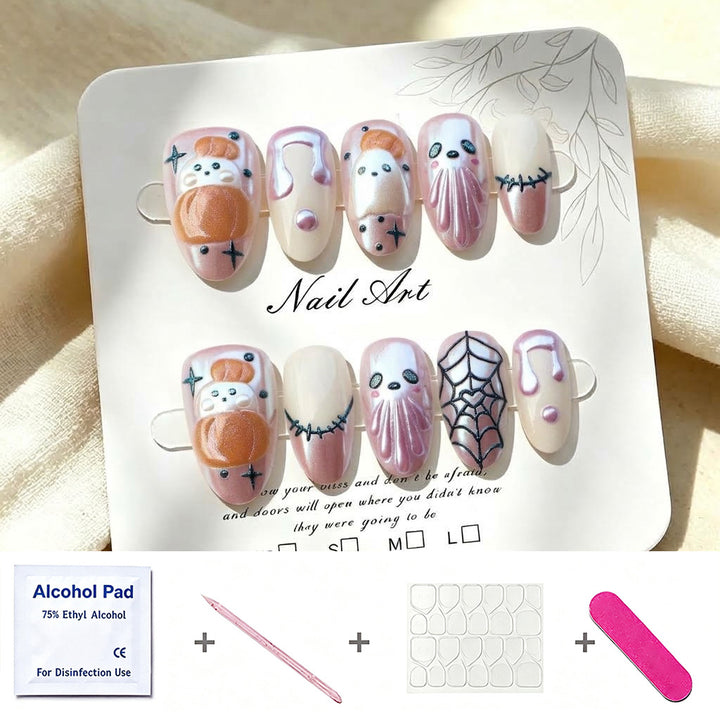 Whimsical Halloween-Themed Press-On Nail Art Set