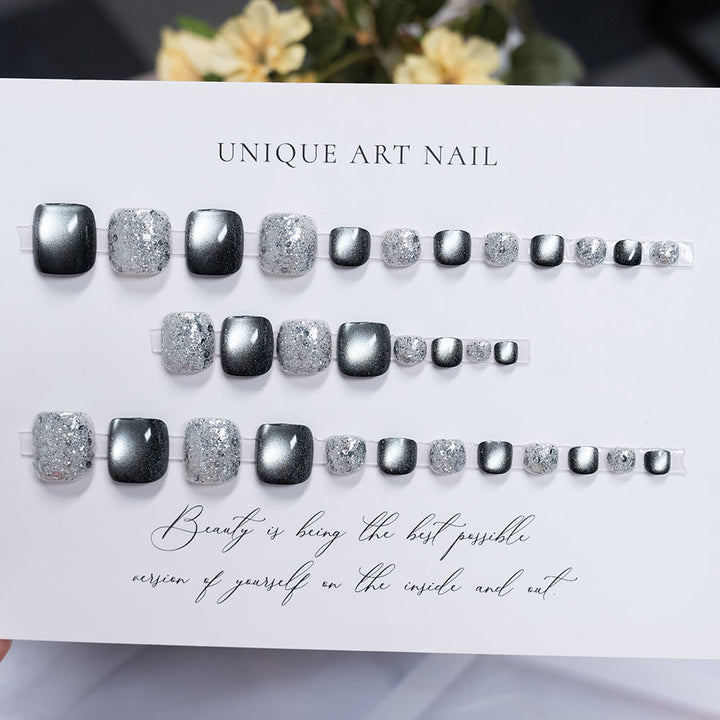 Rhinestone-Embellished Pedicure Nail Art
