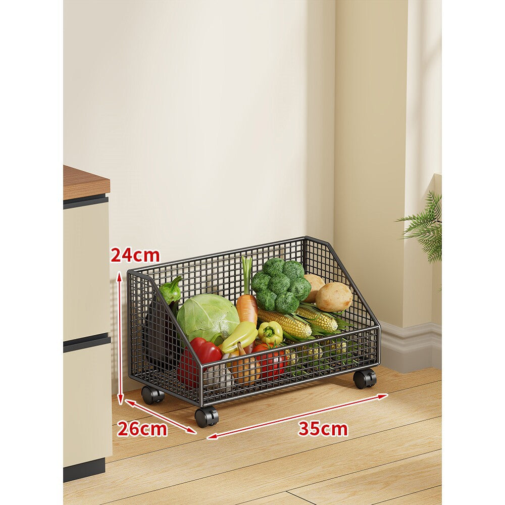 Two-Tier Mesh Rolling Kitchen Produce Storage Cart