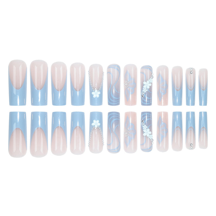 Artistic Acrylic Press-On Nails with Floral and Pearl Accents Kalsten