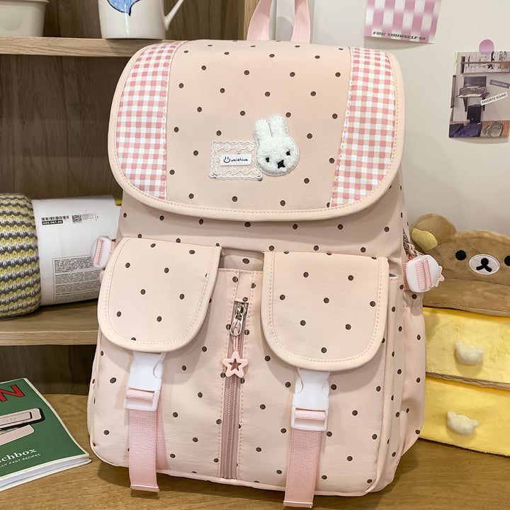 Cute Illustrated Polka Dot Backpack Kalsten
