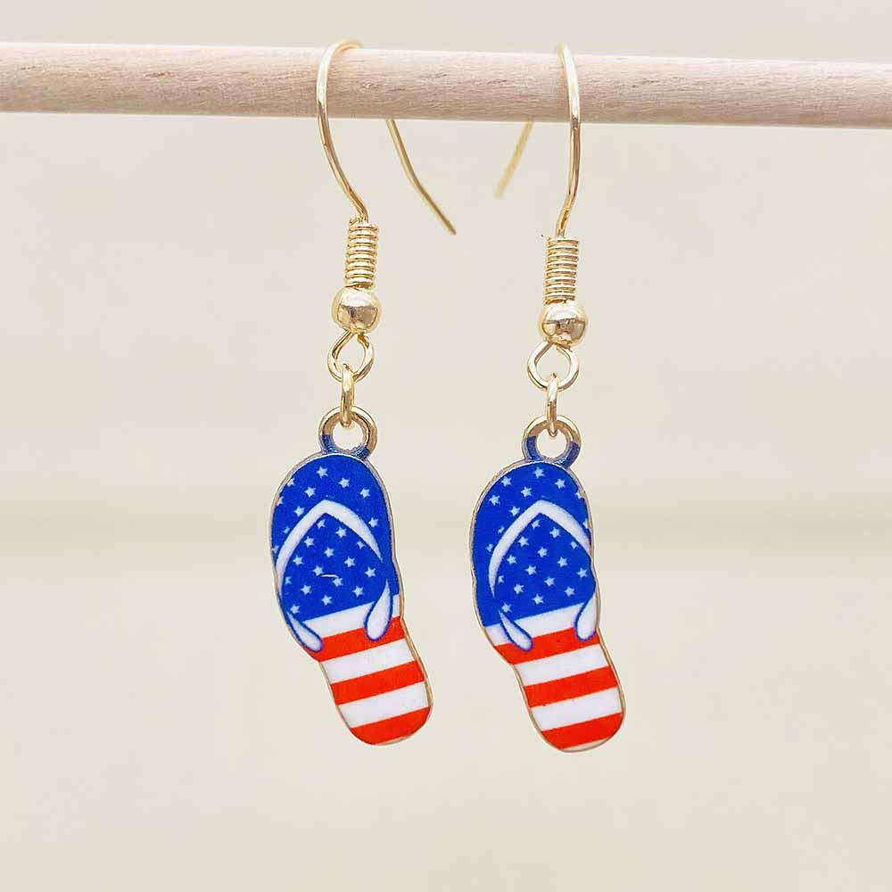 Women's Independence Day patriotic enamel flag dangle earrings with hypoallergenic fishhook wires Kalsten