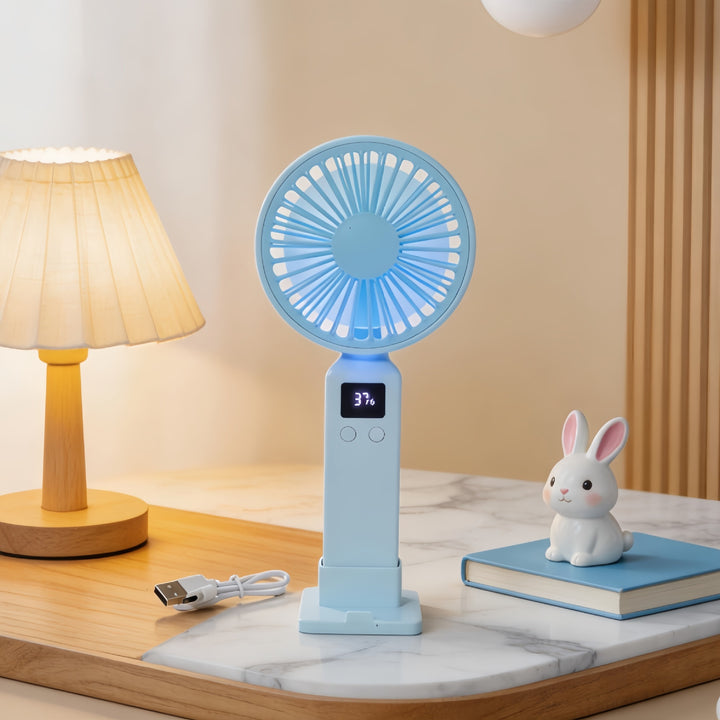 Ladies portable mini hand fan with LCD display and USB connection Kalsten