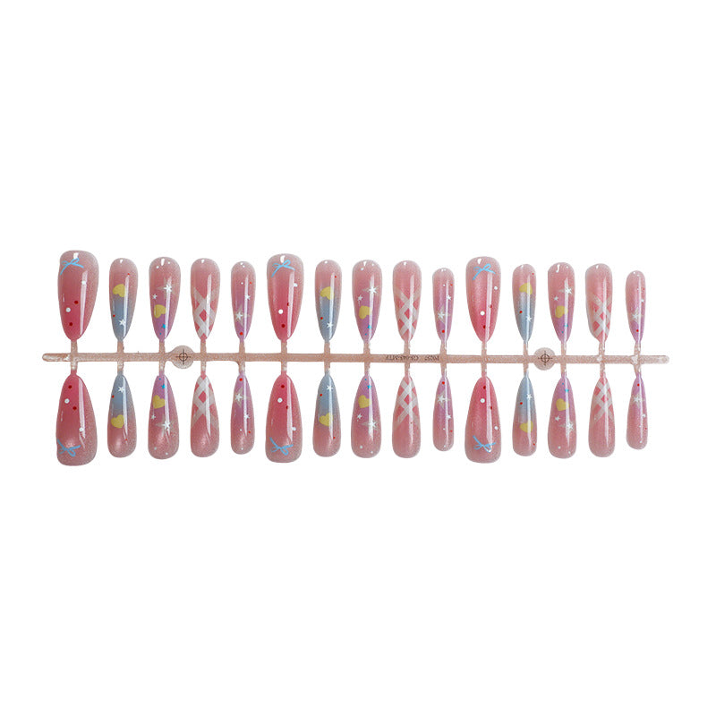Artistic Press-On Nail Art Set with Creative Patterns