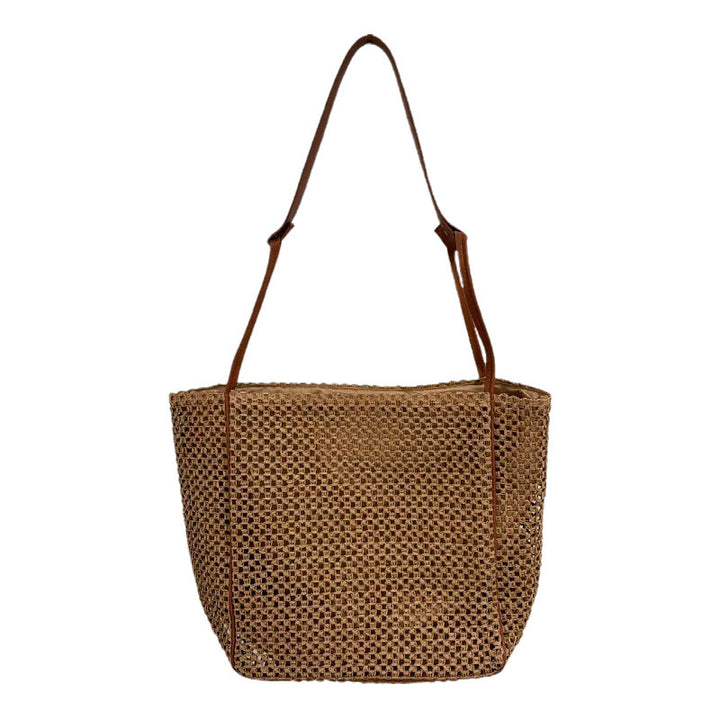 Fashionable mesh tote bag with leather handles Kalsten