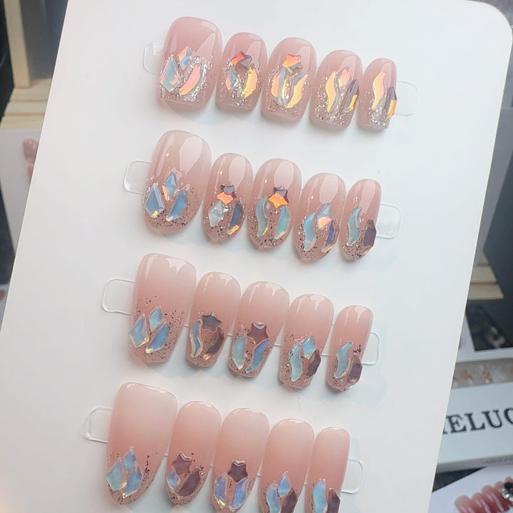 Elegant Crystal-Embellished Press-On Nail Set Kalsten