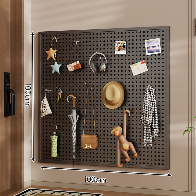 Wall-Mounted Perforated Pegboard Organizer Panel Large Square with Modular Hooks and Accessories