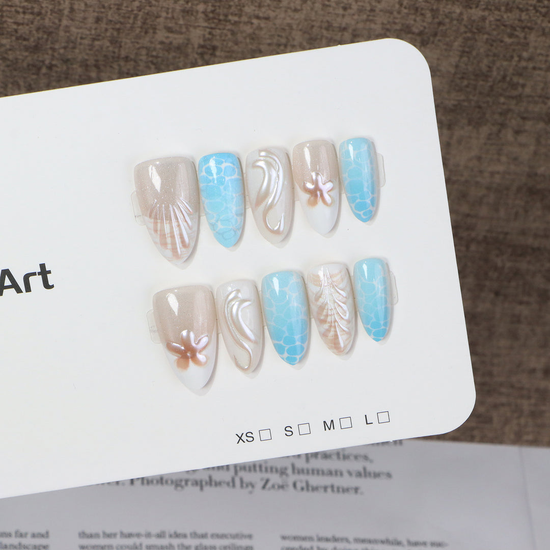 Ocean-Inspired Press-On Nail Art Set Kalsten