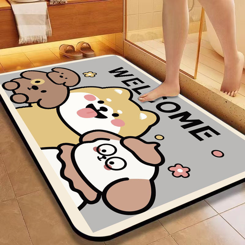 Cartoon Dog-Themed Bath Mat Kalsten